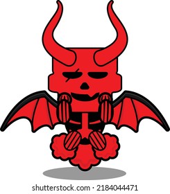 cartoon vector mascot character red devil cute skull fart rocket