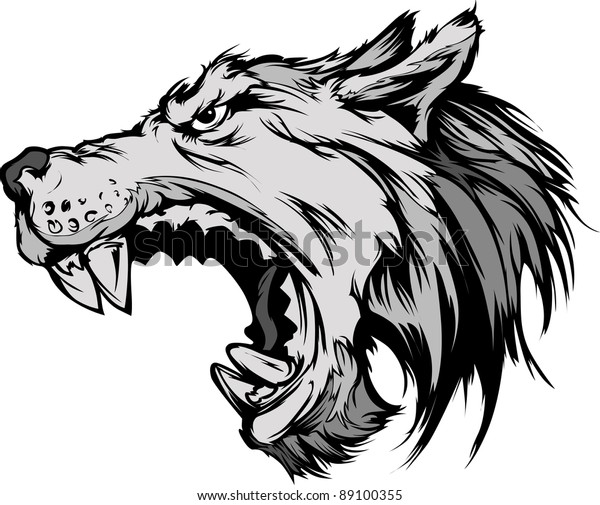 Cartoon Vector Mascot Image Growling Grey Stock Vector (Royalty Free ...