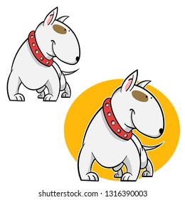 cartoon vector mascot of pit bull , funny and nice character