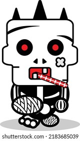 cartoon vector mascot skull halloween cute autumn sick character