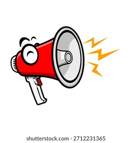 Megáfono de Vector de dibujos animados, altavoz dinámico para anuncios y alertas, habla pública. Verdadero Vector, no usando auto-trace.