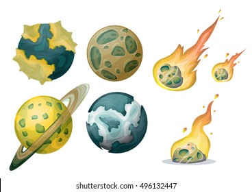 cartoon vector Meteor object with separated layers for game art and animation game design asset in 2d graphic