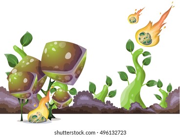 cartoon vector Meteor object with separated layers for game art and animation game design asset in 2d graphic