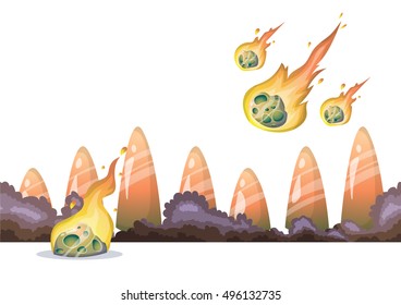 cartoon vector Meteor object with separated layers for game art and animation game design asset in 2d graphic