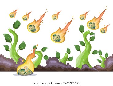 cartoon vector Meteor object with separated layers for game art and animation game design asset in 2d graphic