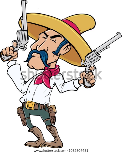 Cartoon Vector Mexican Cowboy Stock Vector (Royalty Free) 1082809481