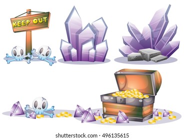 cartoon vector mine game object with separated layers for game and animation design asset in 2d graphic