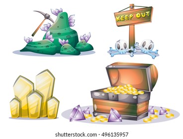 cartoon vector mine game object with separated layers for game and animation game design asset in 2d graphic