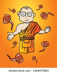 Cartoon vector monk illustration design