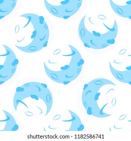 Cartoon vector moon seamless pattern