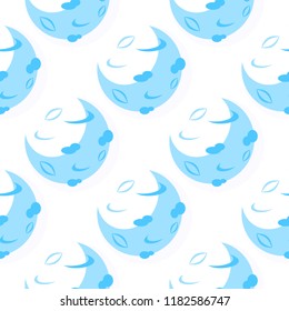 Cartoon vector moon seamless pattern