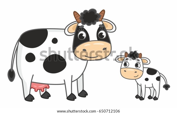 Download Cartoon Vector Mother Cow Her Cub Stock Vector (Royalty ...