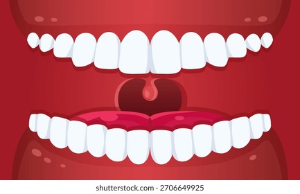Cartoon vector mouth with teeth