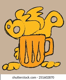 cartoon vector mug of beer