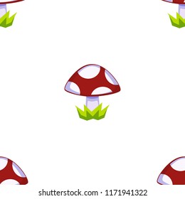 Cartoon vector mushroom seamless pattern