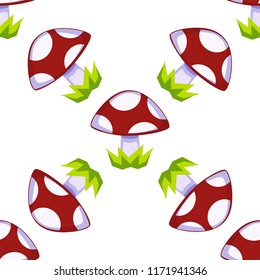 Cartoon vector mushroom seamless pattern