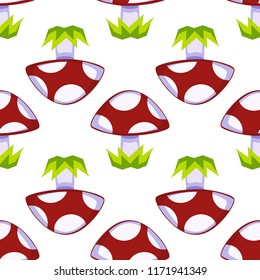Cartoon vector mushroom seamless pattern