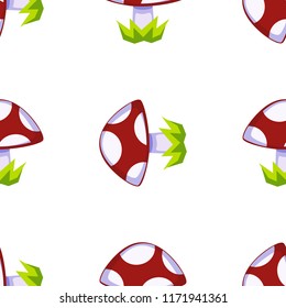 Cartoon vector mushroom seamless pattern