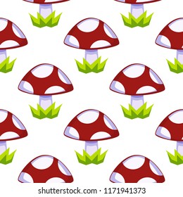 Cartoon vector mushroom seamless pattern