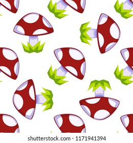 Cartoon vector mushroom seamless pattern