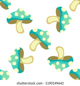 Cartoon vector mushroom seamless pattern