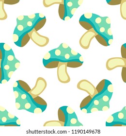 Cartoon vector mushroom seamless pattern