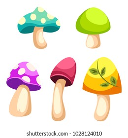 Cartoon vector mushrooms icons