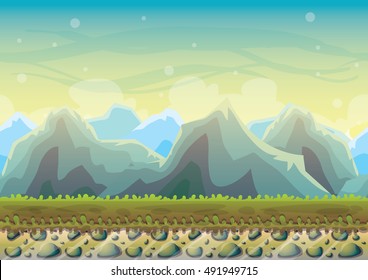 cartoon vector nature landscape background with separated layers for game art and animation game design asset in 2d graphic