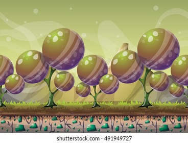 cartoon vector nature landscape background with separated layers for game art and animation game design asset in 2d graphic
