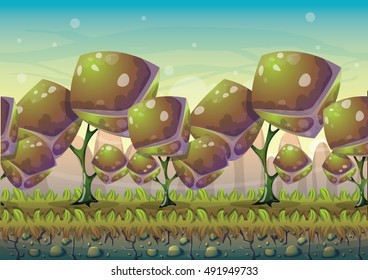 cartoon vector nature landscape background with separated layers for game art and animation game design asset in 2d graphic