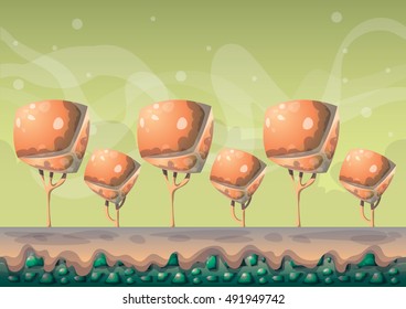 cartoon vector nature landscape background with separated layers for game art and animation game design asset in 2d graphic