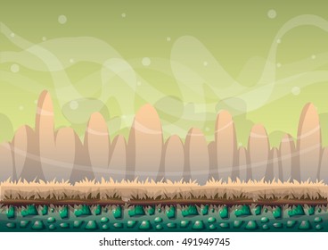 cartoon vector nature landscape background with separated layers for game art and animation game design asset in 2d graphic
