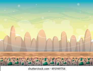 cartoon vector nature landscape background with separated layers for game art and animation game design asset in 2d graphic