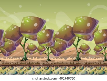 cartoon vector nature landscape background with separated layers for game art and animation game design asset in 2d graphic