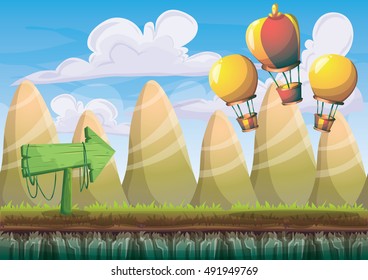 cartoon vector nature landscape background with separated layers for game art and animation game design asset in 2d graphic