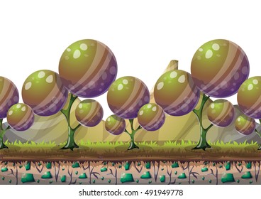 cartoon vector nature landscape background with separated layers for game art and animation game design asset in 2d graphic