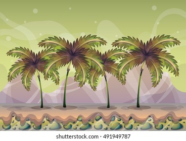 cartoon vector nature landscape background with separated layers for game art and animation game design asset in 2d graphic