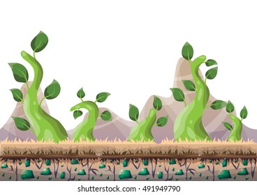 cartoon vector nature landscape background with separated layers for game art and animation game design asset in 2d graphic