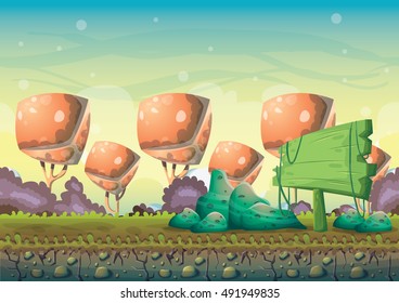 cartoon vector nature landscape background with separated layers for game art and animation game design asset in 2d graphic