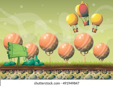 cartoon vector nature landscape background with separated layers for game art and animation game design asset in 2d graphic
