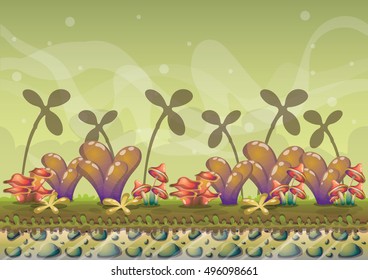 cartoon vector nature landscape background with separated layers for game art and animation design asset in 2d graphic
