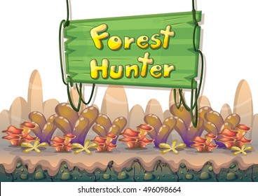 cartoon vector nature landscape background with separated layers for game art and animation design asset in 2d graphic