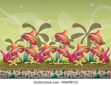 cartoon vector nature landscape background with separated layers for game art and animation game design asset in 2d graphic