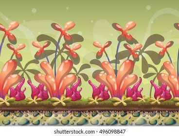 cartoon vector nature landscape background with separated layers for game art and animation design asset in 2d graphic
