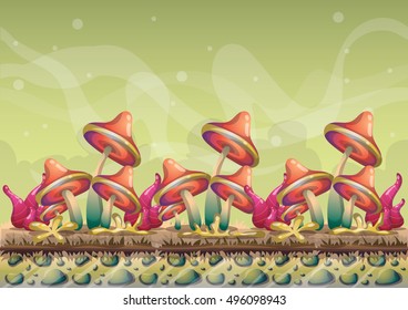 cartoon vector nature landscape background with separated layers for game art and animation design asset in 2d graphic