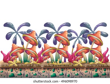 cartoon vector nature landscape background with separated layers for game art and animation design asset in 2d graphic
