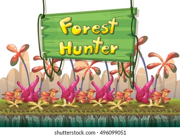 cartoon vector nature landscape background with separated layers for game art and animation game design asset in 2d graphic