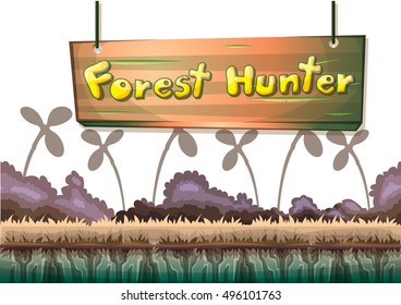 cartoon vector nature landscape background with separated layers for game art and animation design asset in 2d graphic