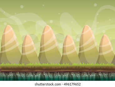 cartoon vector nature landscape background with separated layers for game art and animation game design asset in 2d graphic