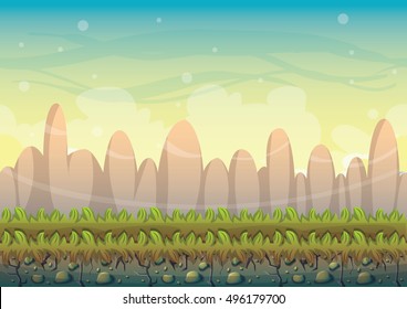 cartoon vector nature landscape background with separated layers for game art and animation game design asset in 2d graphic